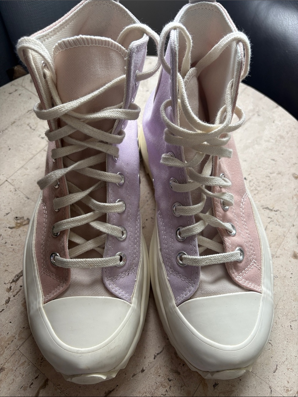Women's High-Top Canvas Sneakers in Pink and Lavender